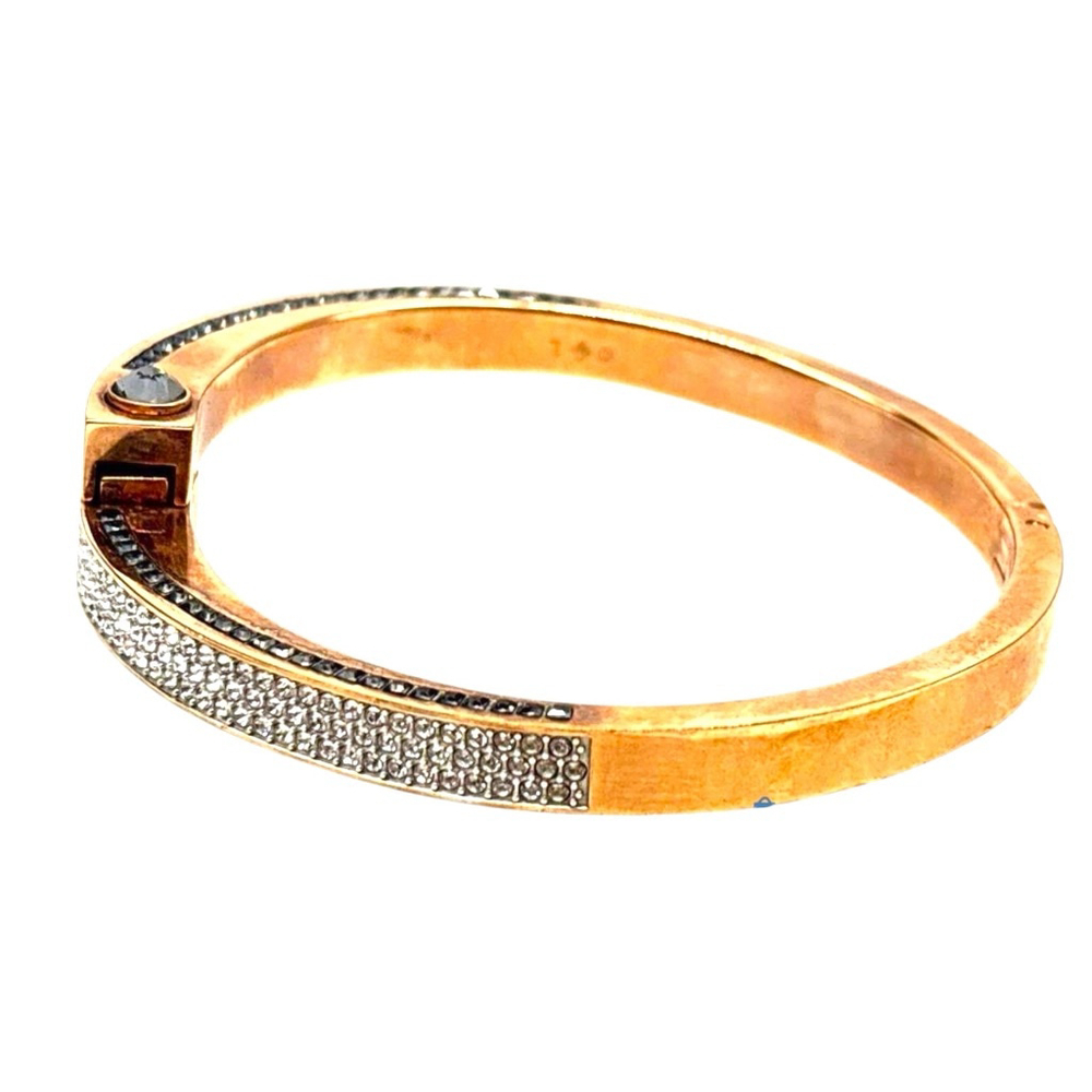 Swarovski Crystal Designer Rose Gold Tone Icy Rhinestone Hinged Bracelet 1839 - Picture 2 of 5